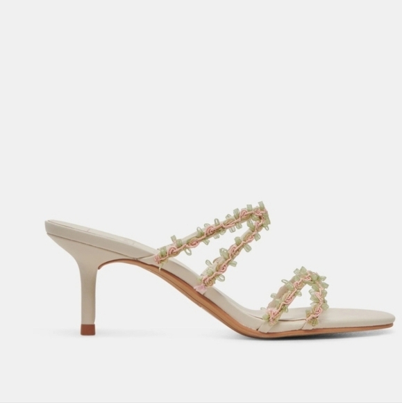 🔹DOLCE VITA🔹️ X For love and Lemons Betti Heeled Sandals Ivory Multi Size 9.5 - Picture 2 of 12